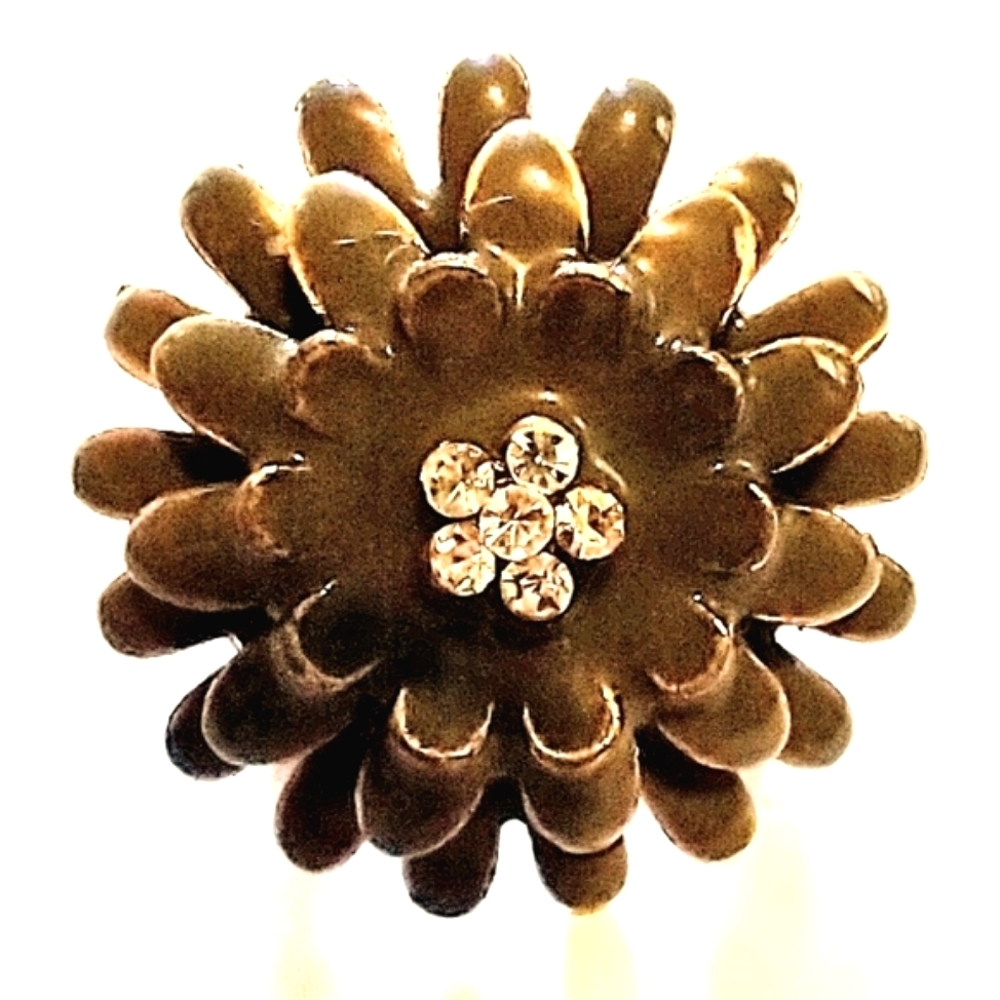 Vintage Crystal Enameled Adjustable Ring